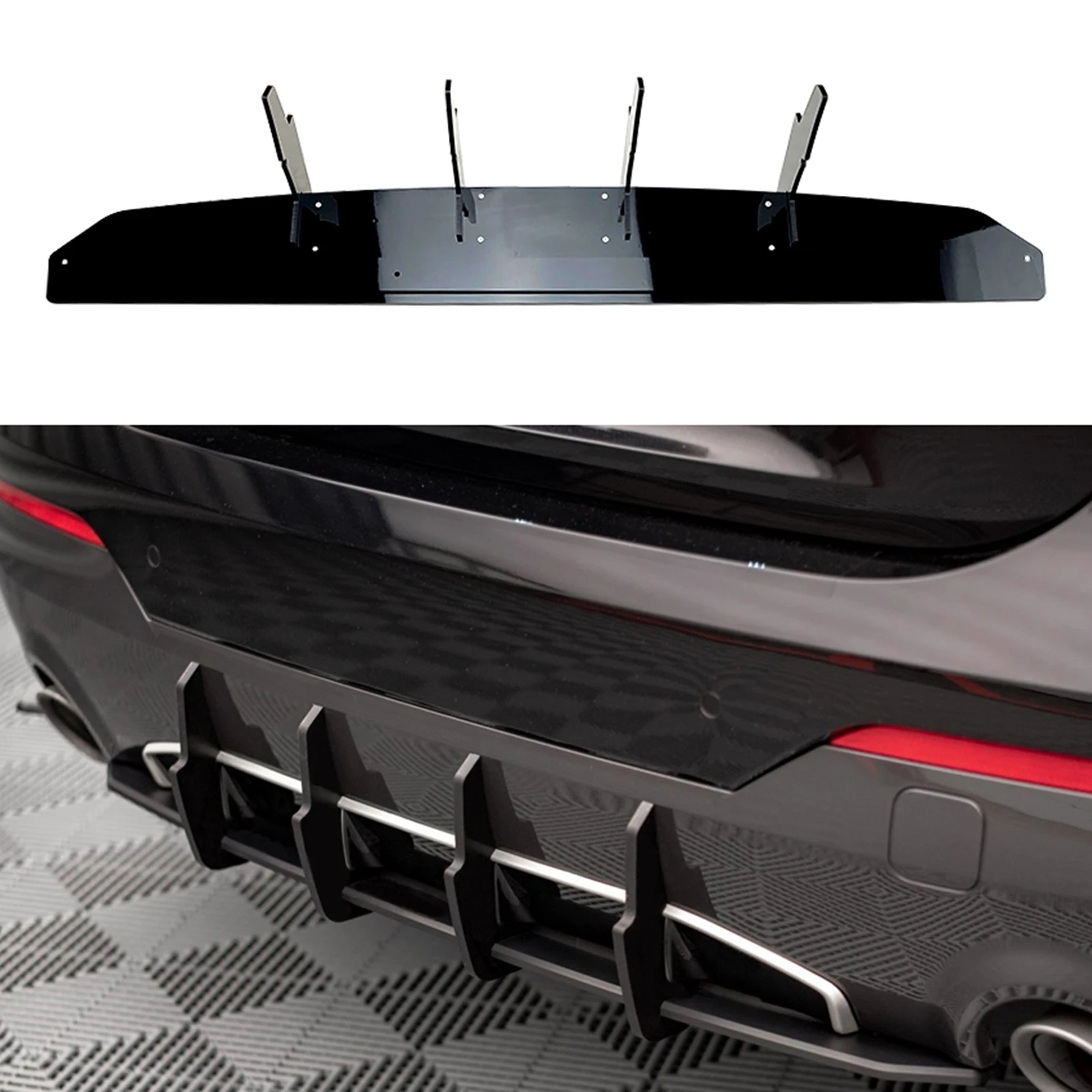 Rear Bumper Diffuser Splitter Lip Boot Spoiler Canard Fin Board Trim For BMW G22 4 Series 2 Door Coupe 430i M440i 2020-2023 