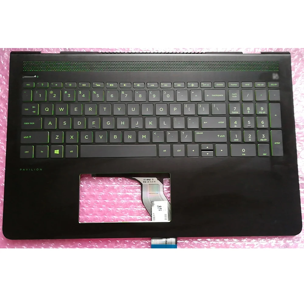 95% New Original For HP Pavilion Power 15-CB 15-CK TPN-Q193 Series Palmrests Upper Case C Cover US Keyboard Backlit White/Green