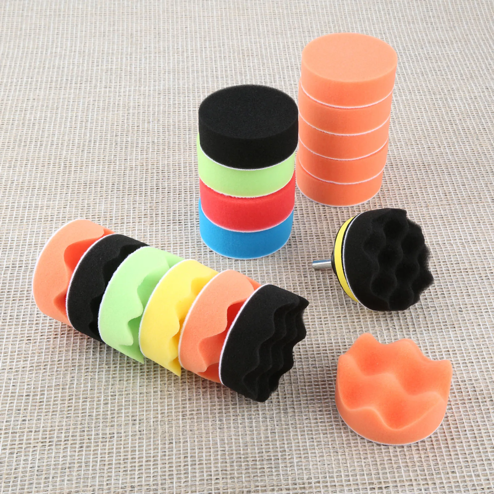 Almohadilla de pulido de esponja para coche, Kit de herramientas de pulido de 3 pulgadas y 80mm, 19 piezas, rueda de pulido de encerado con adaptador de taladro M14