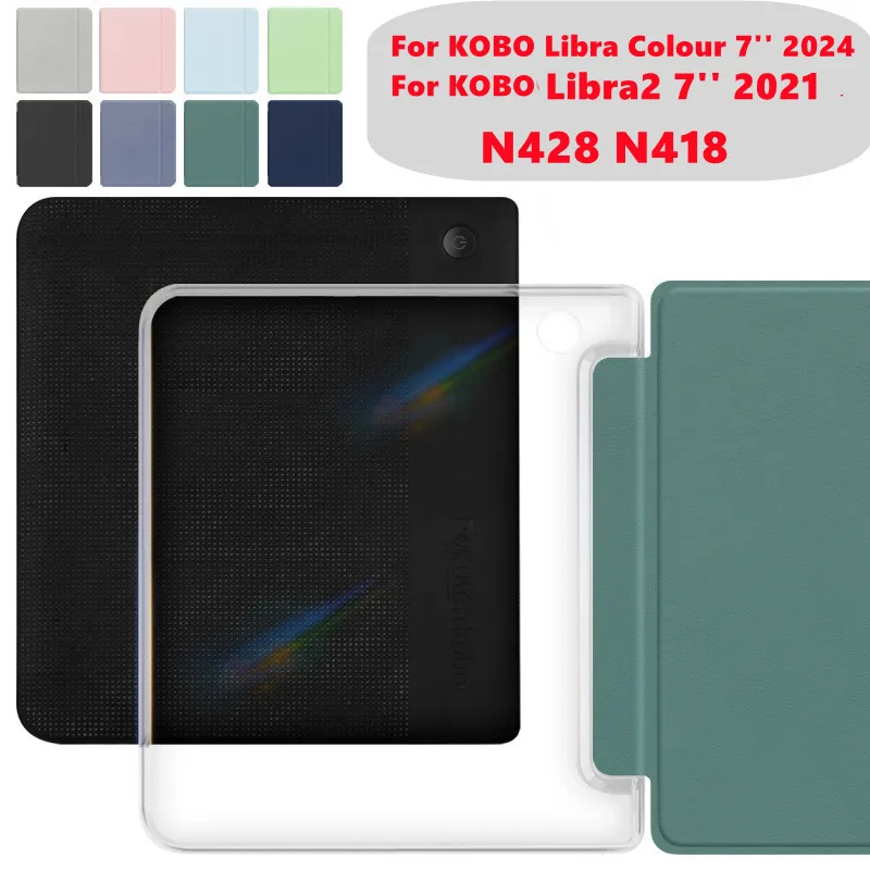 Transparent Back Funda Shockproof Case for Kobo Libra Colour 2024 7 Inch / Libra 2 2021 Release N428 N418 Protective Shell Cover