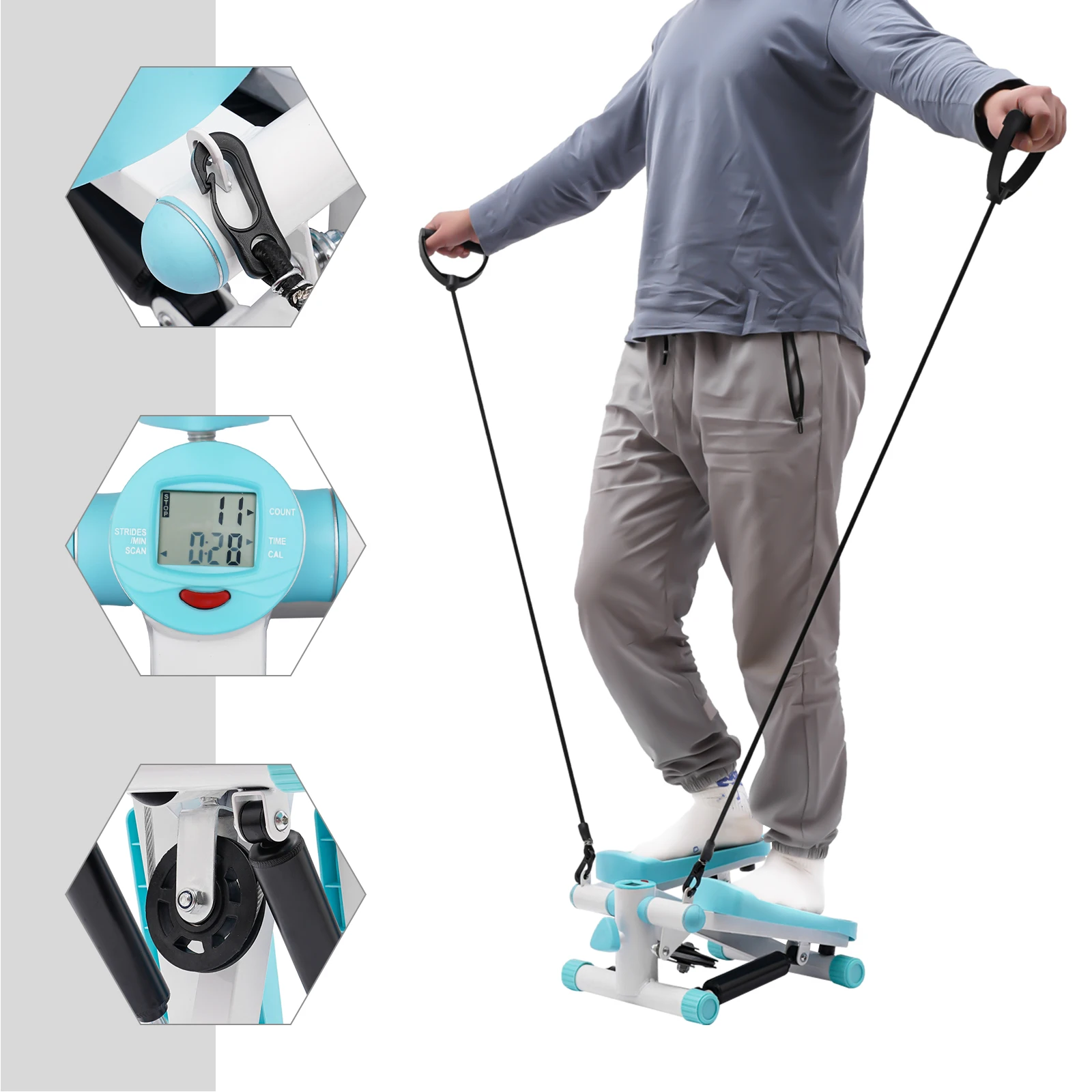 

Blue/Pink Portable Fitness Stepper Fitness Mini Stepper for Home Office Workout Gym Exercise Stepping Machine