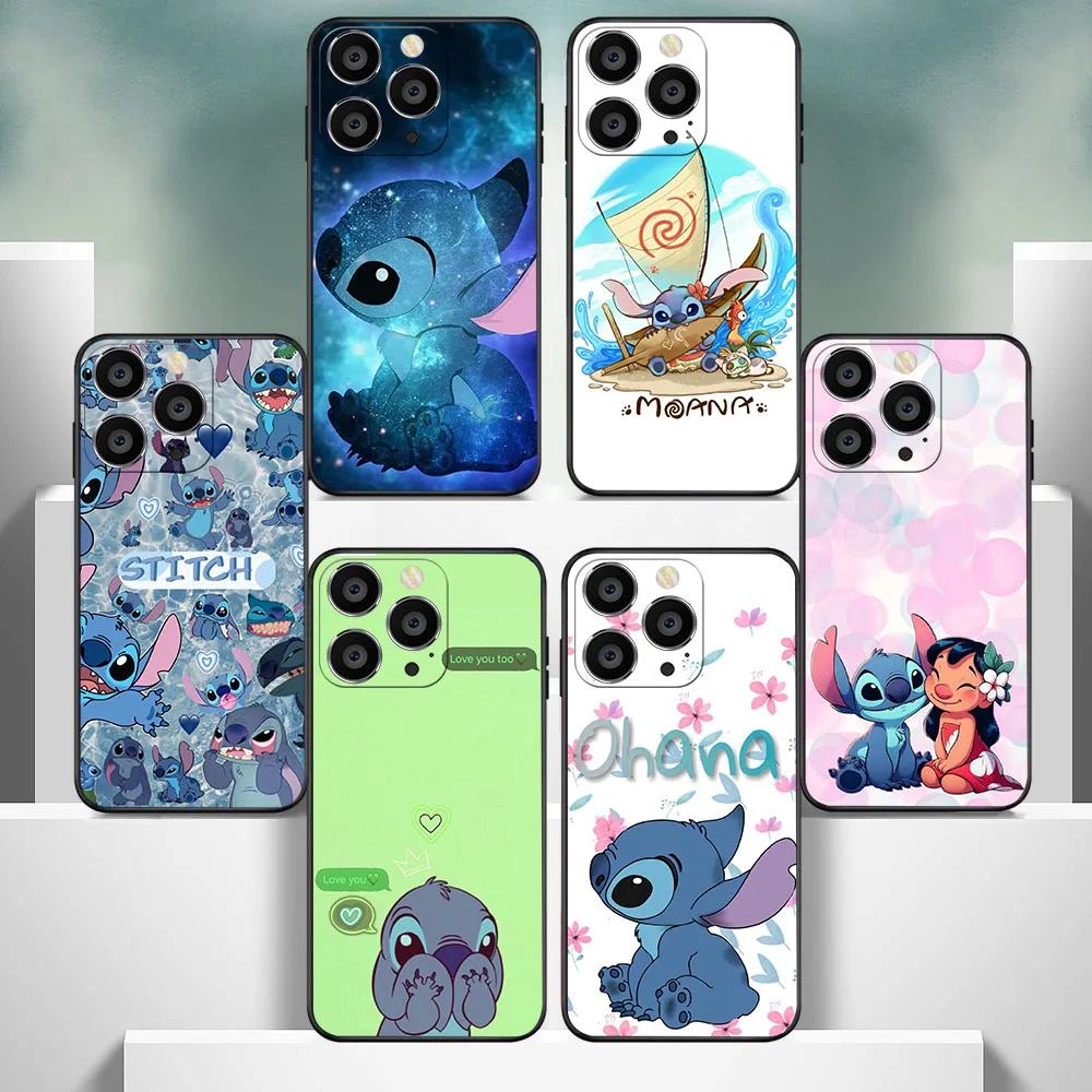 IQ-12 Disney Stitch Angel Soft Case For iPhone 11 12 13 14 15 Pro Max Mini Plus