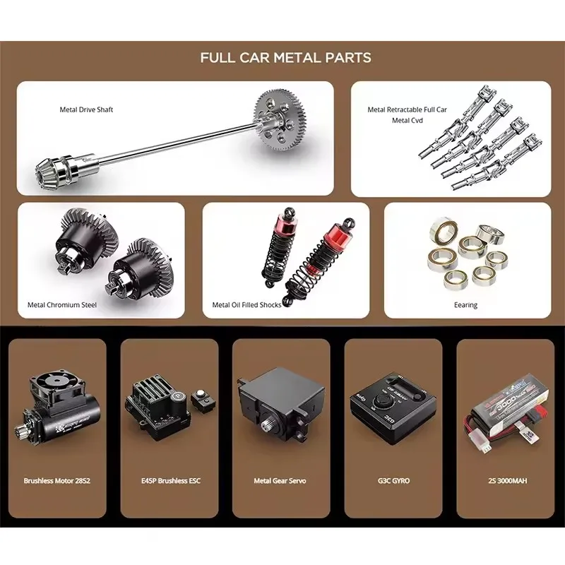 90KM/H Brushless oil Pressure Shock Absorber 4WD Desert Truck Car 1:14 High-Speed Off-Road RC Drift Racing Remote Control Car