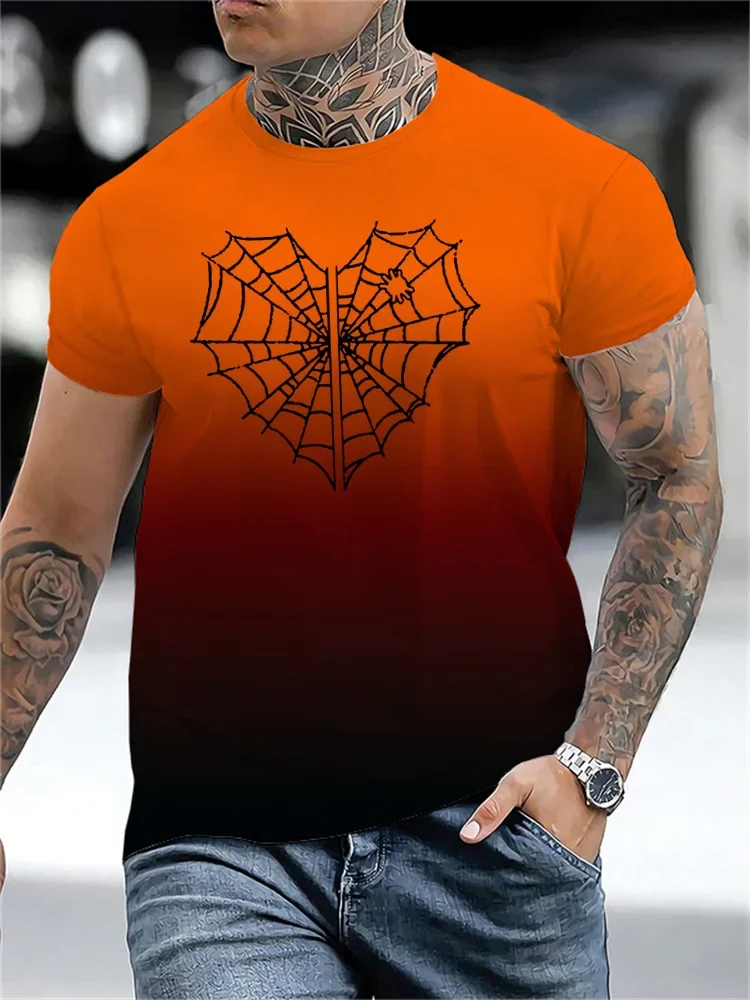 2024 New Street Casual Men's T-shirt Summer Daily Outdoor Sports Short-sleeved Top 3D Spider Print Fashion Men's T-shirt