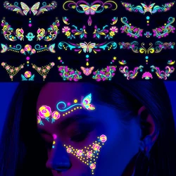 Glitter Shiny Butterfly Face Tattoo Sticker, Fluorescent Music Concert Glowing Flase Tattoo Sticker, Waterproof Winged Tattoo, I