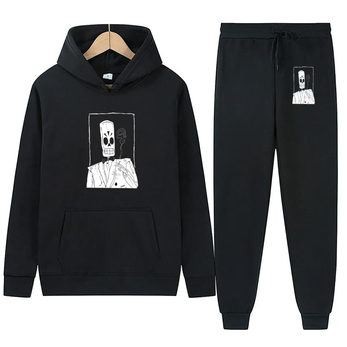 الجديد في الجمجمة رجل التوضيح رياضية طباعة بلوزات 2 قطعة مجموعة ملابس الركض الرياضية غير رسمية ملابس يومية عالية الجودة #3