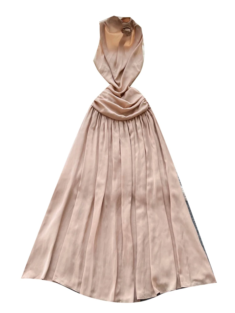 Ele Aosphere Sensation Floral 3D suspendu Ne Svel femme Dr luxe Satin taille cintrée jupe longue