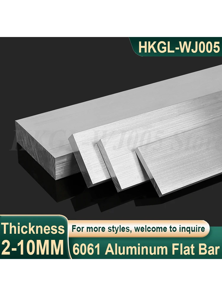 Bande de plaque de barre plate en aluminium 6061 d'épaisseur 2-10mm, bloc d'aluminium, barre en aluminium rectangulaire solide, bande de plaque métallique en aluminium