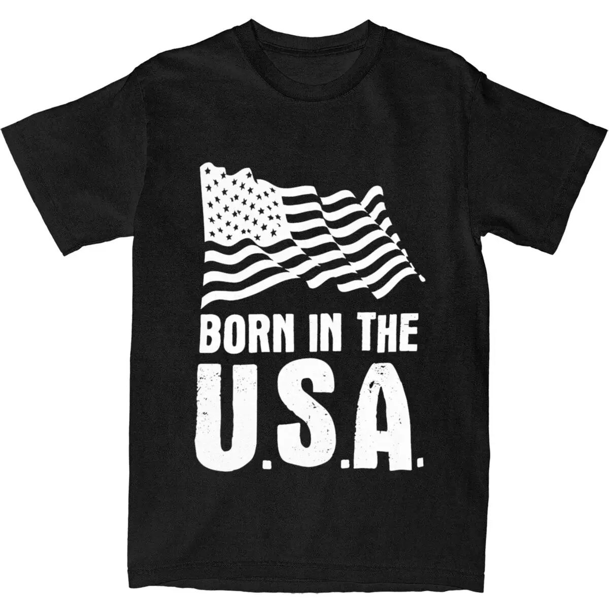 BORN IN THE U.S.A. T Shirt Man bullit Streetwear Cotton T-Shirts Summer O-Neck Hippie Tees Custom Logo Oversized Tops