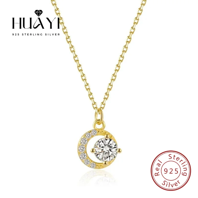 

Fashion Jewellery 925 Sterling Silver Moon and Star Pendant Necklace Zircon Pendant Gold/Silver Plated Necklaces for Women
