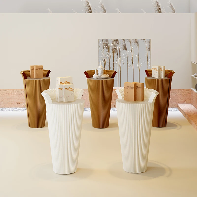 Elegant Kraft Paper Storage Front Desk Display Tables Reception Desk For Showcasing Products Inside And Outside