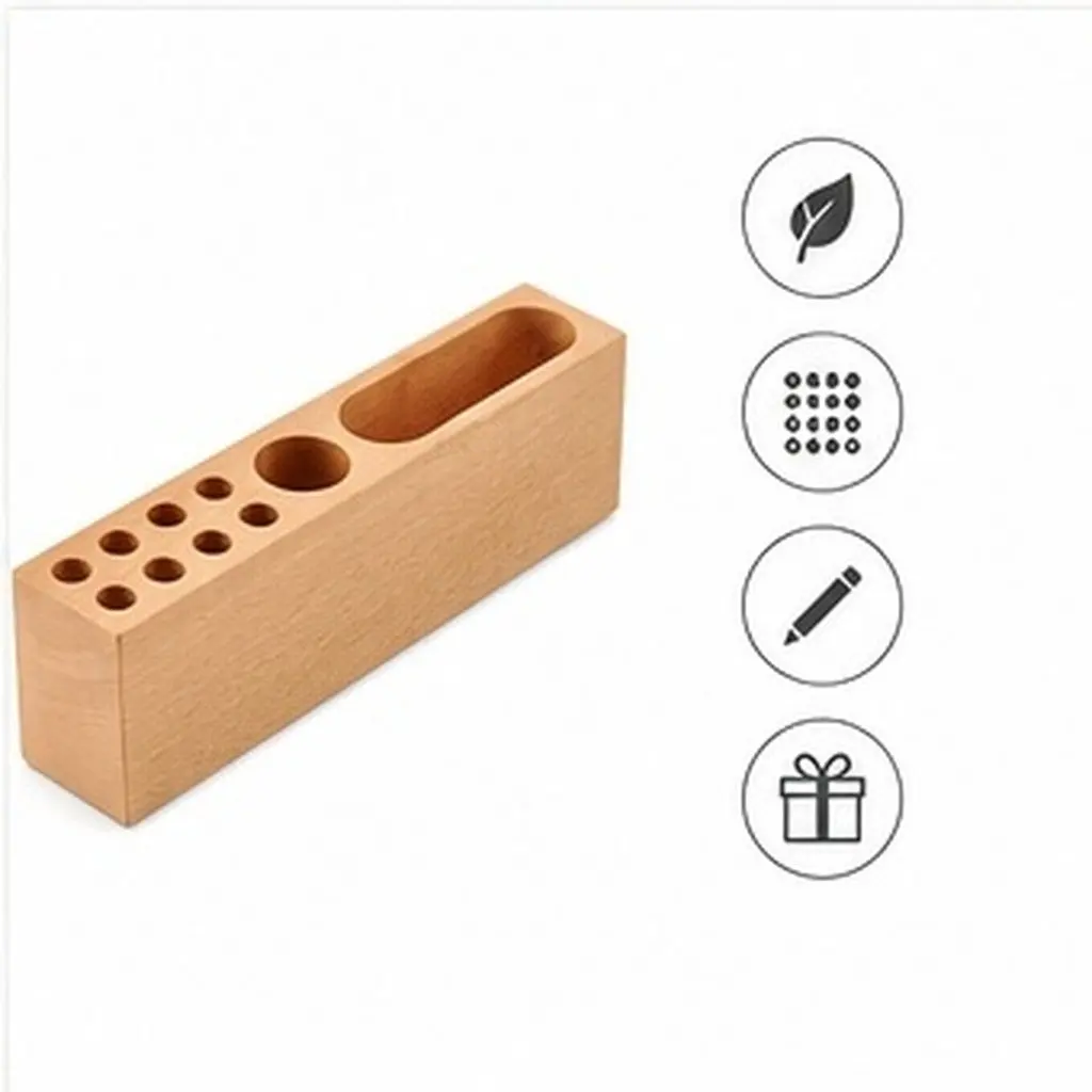 Creative Solid Wood Pen Holder Desktop Storage Organizer Decorative Pen Case Stationery Container Pencil Holder Office Desk