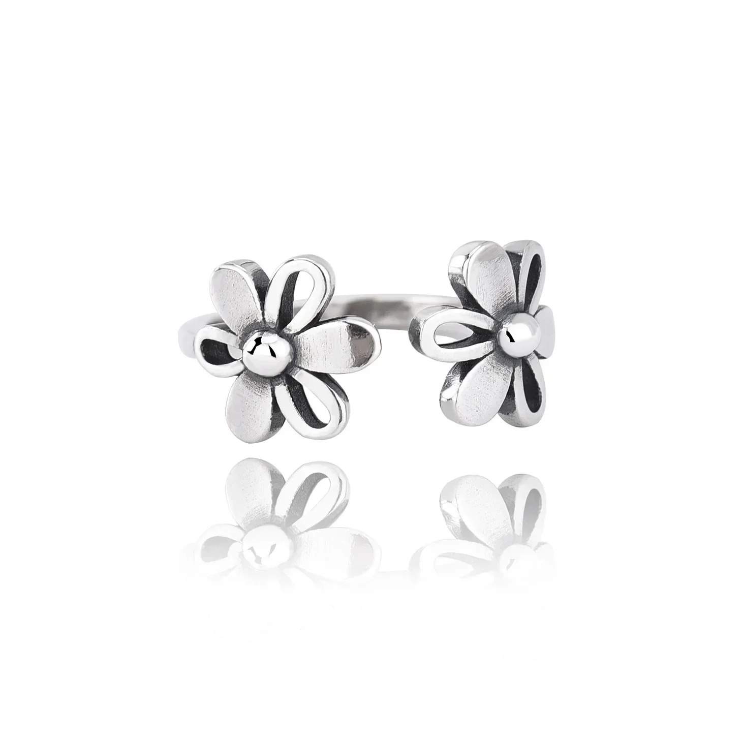 FDR1 anello Charm colore argento fedi nuziali sottili per le donne Dainty Bride Flower