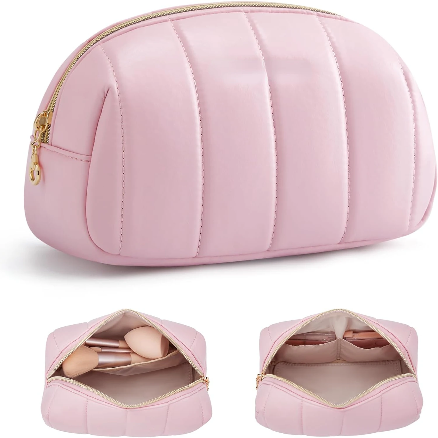 

Cute and Stylish Small PU Leather Make Up Bag Organizer by BAGSMART for Women - Convenient and Practical Portable Cosmetic Pouch