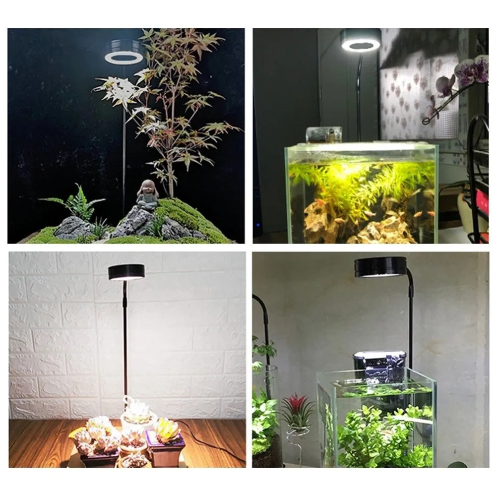 

10W Fish Tank LED Lamp Retractable Height with Wood Board Aquarium Landscape Lights Energy Saving USB Charging
