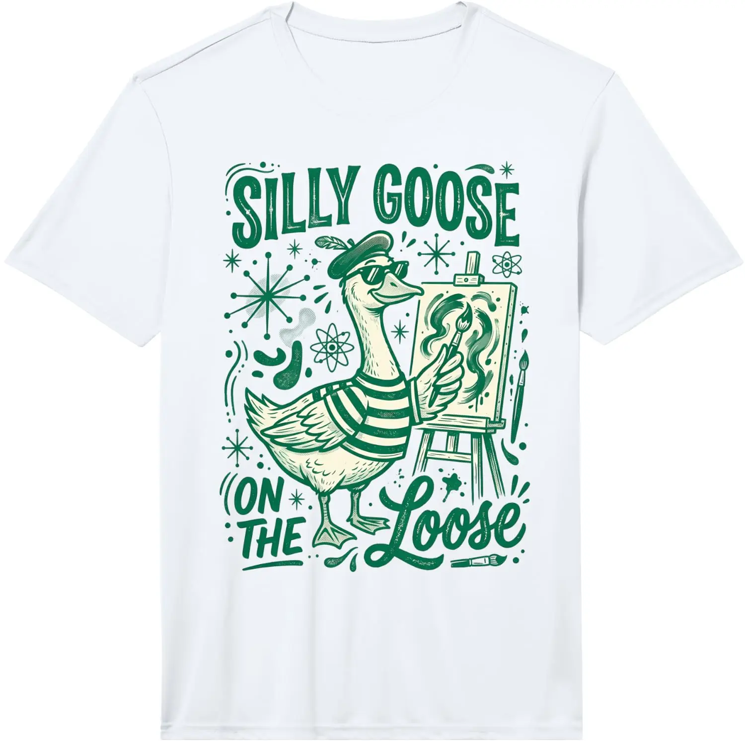 Silly Goose On The Loose Performance T-Shirt 100% Cotton Trendy Y2K Short-Sleeve Tee – Soft, Quick-Drying, All Occasion Casual  Suitable For Concert Party Hanging Out Sightseeing Trip