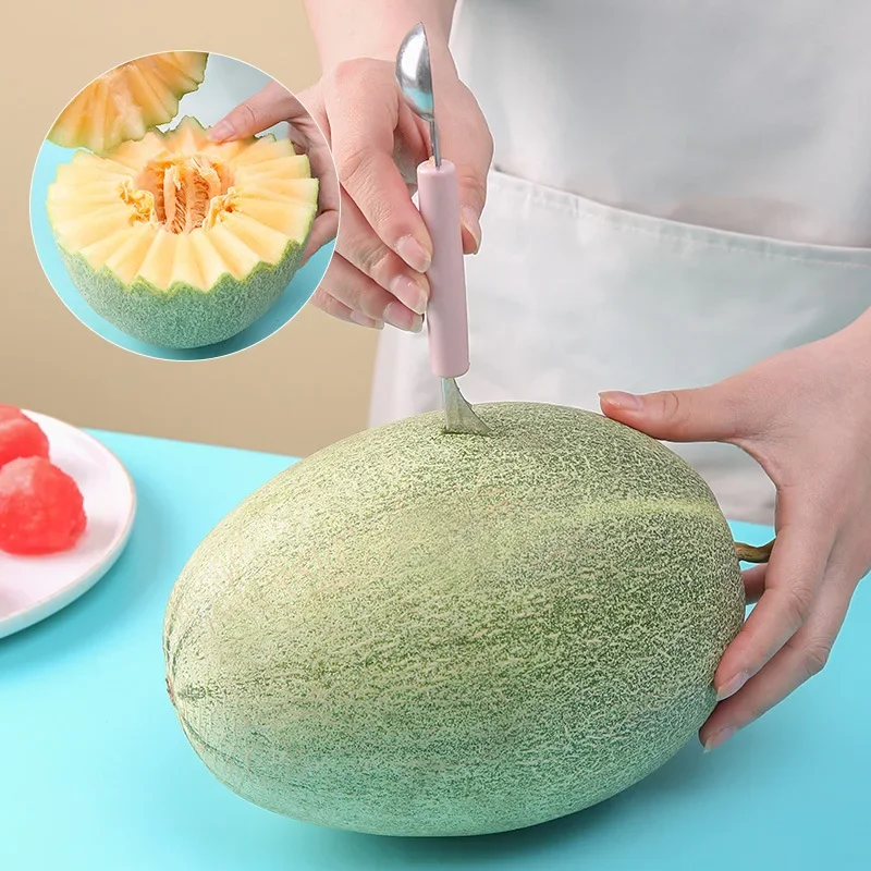 1PC Creative Fruit Carving Knife Watermelon Baller Ice Cream Dig Ball Scoop Spoon Baller Diy Assorted Cold Dishes Tool