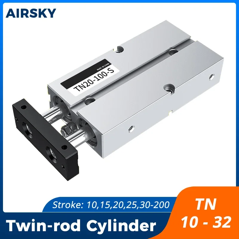 TN 10 16 20 25 32mm Dual Axis Twin Rod Pneumatic Cylinder Stroke 20 30 50 100s 150mm Tn Double Acting Air Cylinder Magnetic