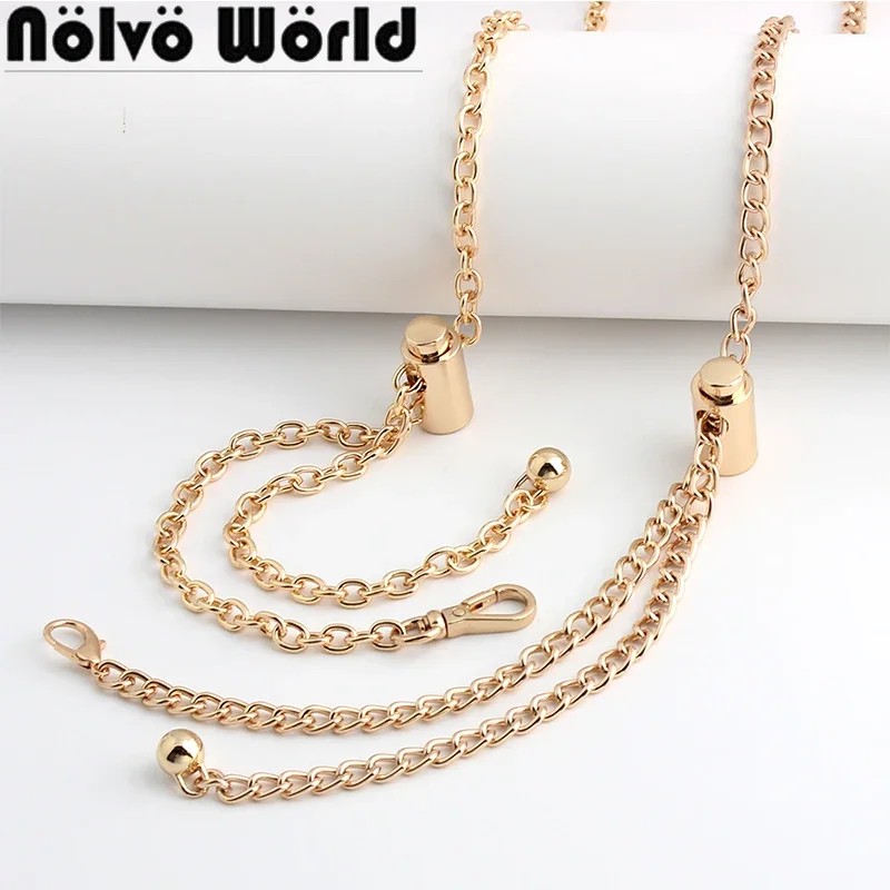 

7mm Wide,Gold 120cm DIY Metal Purse Chain Strap Handle For Women Crossbody Bag Belt With Length Adjustable Ball Accessories