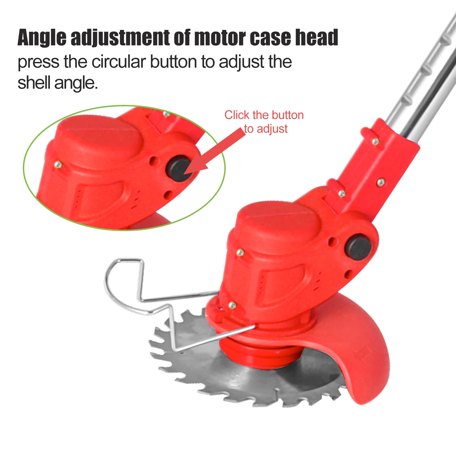 Conentool 24V Draadloze Trimmer met Metalen Messen, Telescopische Grasmaaier met 2x2000mAh Batterijen, Elektrische Grasstrimmer