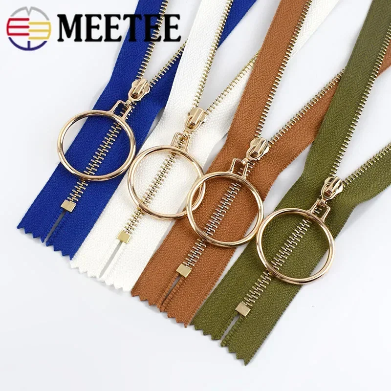 

5Pcs O Ring 3# Metal Zipper for Sewing 15-30cm Close-End Zips Closure Bag Purse Decor Zippers Repair DIY Garments Accessories