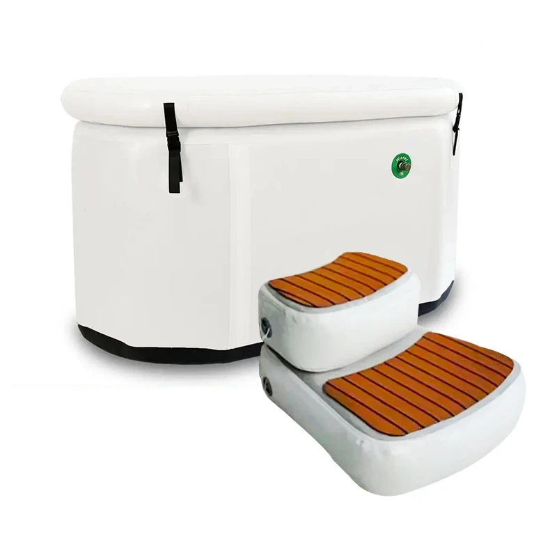 أفضل ملحقات حوض الاستحمام البارد المحمولة من ICEGALAX، درج قابل للنفخ قابل للطي مع خطوات إيفا قابلة للنفخ مضادة للانزلاق #3