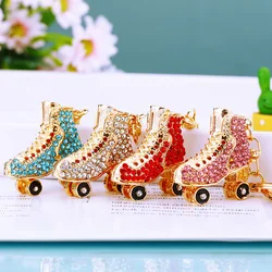 Fashion Keyrings KeyChains Crystal Rhinestone Roller Skates Shoes Key Chains Rings Holder Purse Bag Buckle Pendant