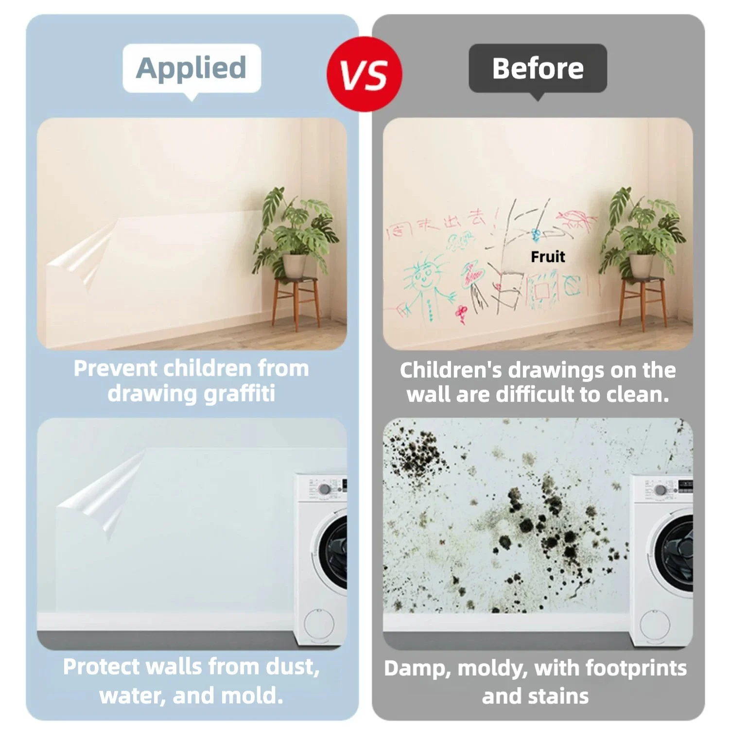 45-90cm Transparent Wall Protective Film Stickers Kitchen Oil-Proof Sticker Electrostatic Protection Paper Waterproof Wallpaper
