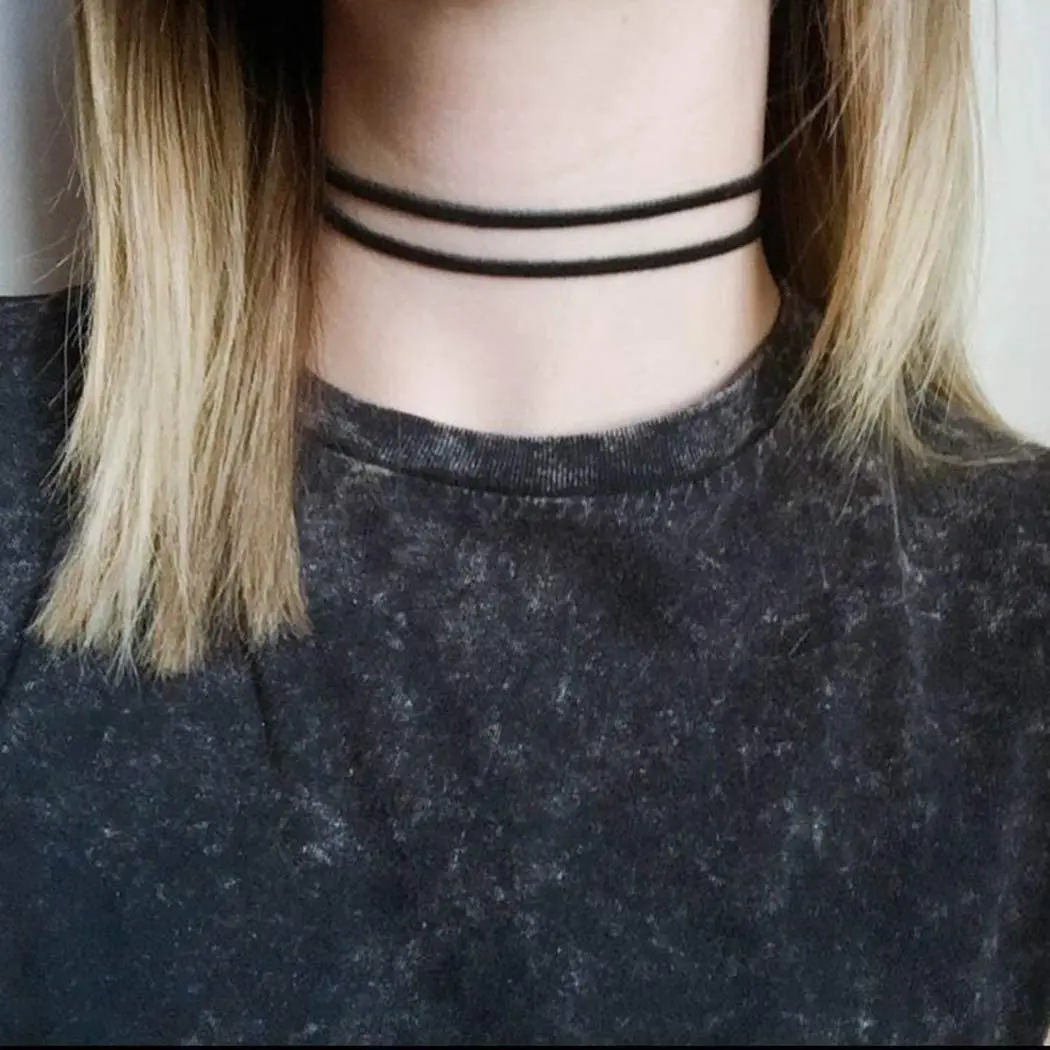 Choker Necklace 2 Layered Black Velvet Collar Necklaces for Women and Girls