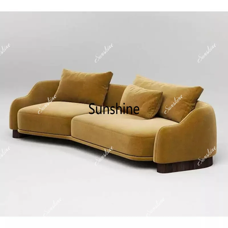 Nordic, light luxury arc, high-end modern hotel special-shaped sofa clothing store solid wood