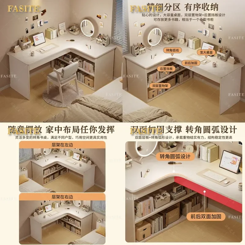 For Computer Desk Corner Bookshelf Integrated Multifunctional Office Writing Table Home Bedroom Student Learning Desktop