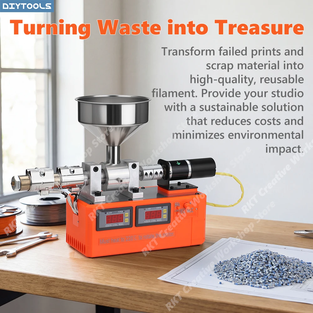 Filament Extruder Desktop Waste Recycling Machine Injection Molding 3D Printing Micro Plastic Extrusion Wire Compact Single-Scre