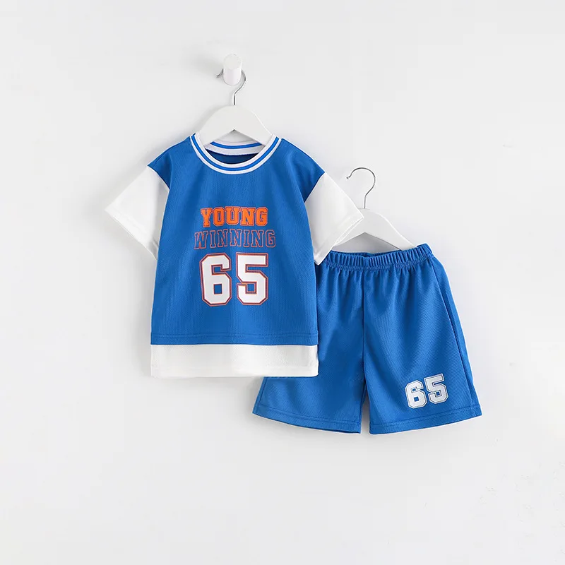 Children Summer Basketball Casual Fashion Tracksuit Girls Toddler Trendy Loose Sports Clothing Boys Short Sleeve Tshirt+Short