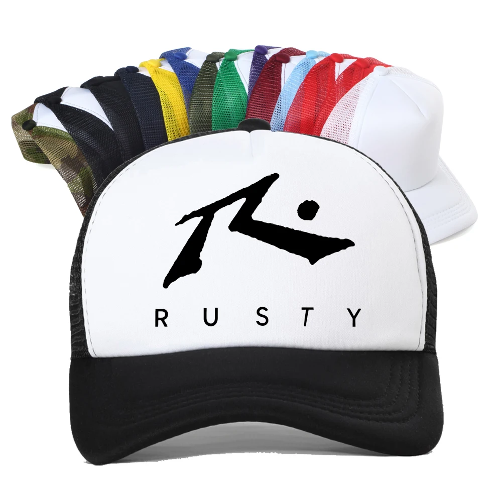

New Rusty TV Screen Graphic Print Baseball Cap Unisex Casual Breathable Snapback Fashion Mesh Trucker Hat