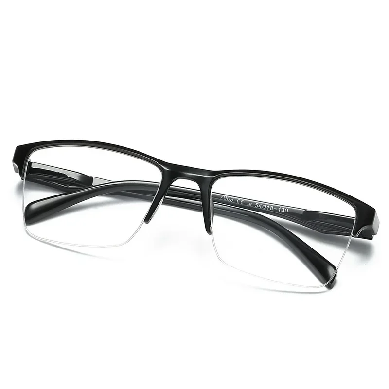 Half Frame Reading Black Glasses Presbyopic Eyeglasses Male Female Far Sight Glasses with Strength +75 To +400 Business Office