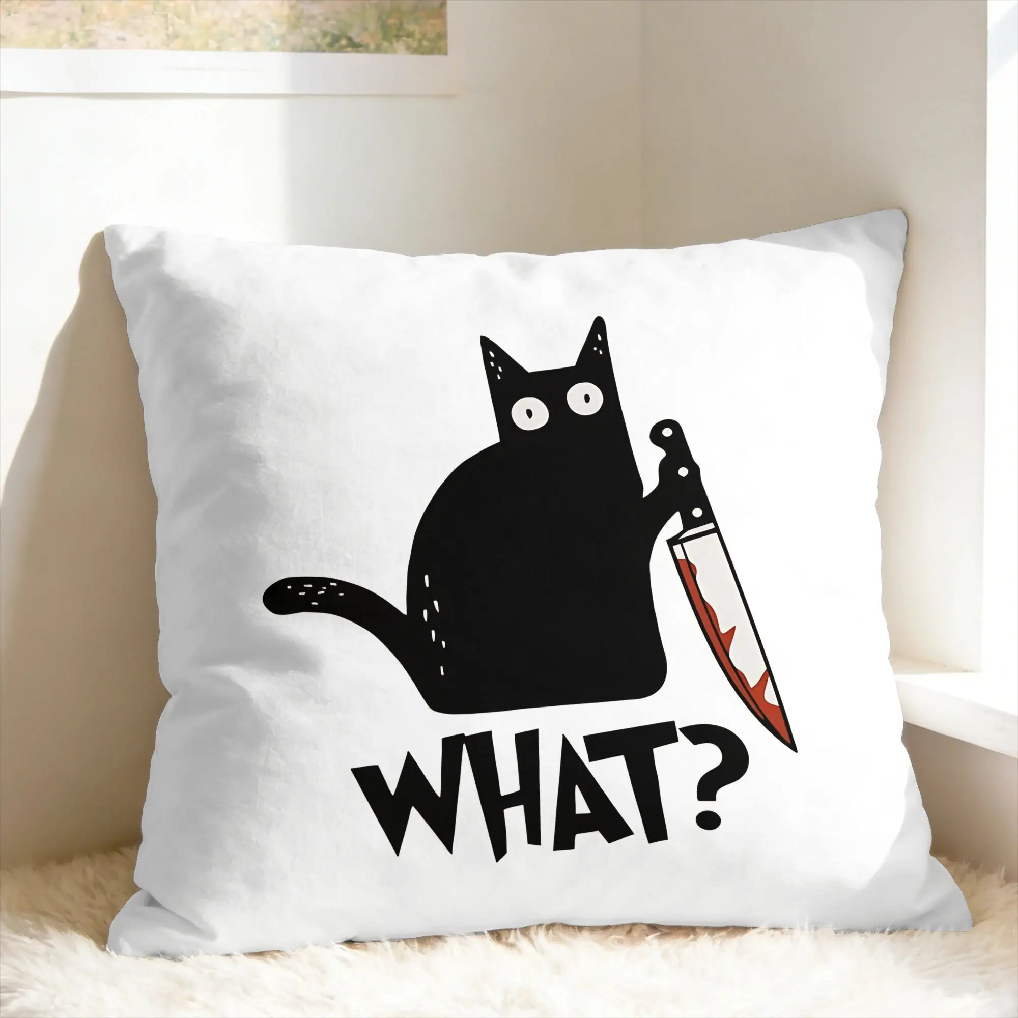 Black Cat Pillowcases what knife Vintage Pillow Case For Wedding Party Home Decor Soft Pillow Cover