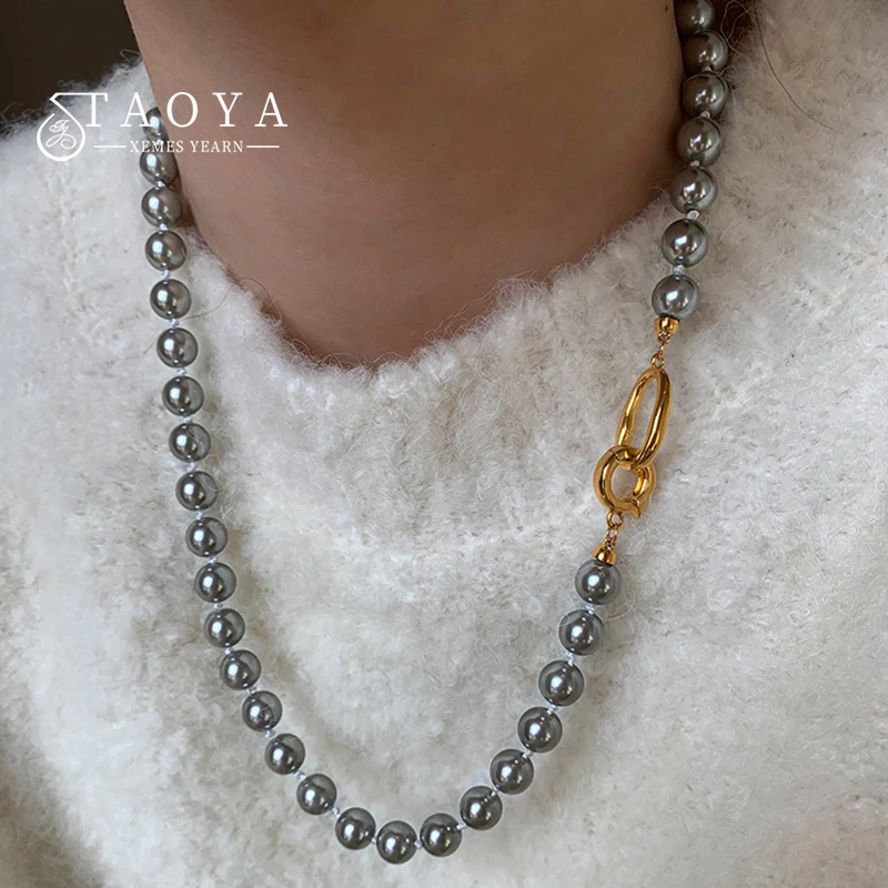 High Grade Gray Imitation Pearl Beaded Chain Bead Necklace For Women\'s 2024 Fashion Jewelry Set Luxurious Accessories for Girls