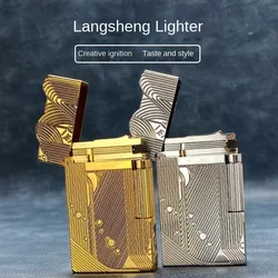 New Classic Sound Brass Lighter Golden Sleeping Mermaid Pattern Retro Kerosene Lighter Fire Man Series Exquisite Men's Gift