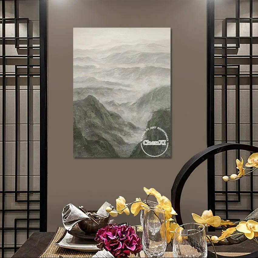 

Настенный декор с горным пейзажем, холст, картина маслом, картина, предметы украшения дома, 100% ручная роспись, произведения искусства отеля