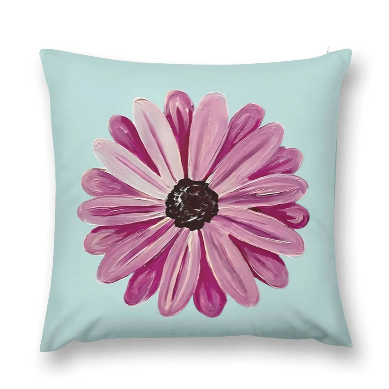 

Pretty Pink and Purple Daisy Flower with Blue Throw Pillow Couch Cushions Luxury Pillow Case christmas supplies pillow