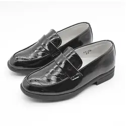 Classic Boys Penny Loafers Black Uniform Dress Shoe Comfort Slip on Smart Moccasin Driving Style Round Toe Little And Big Kids