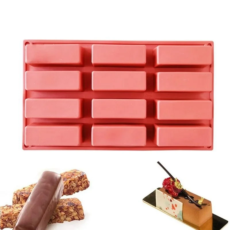 12 Cavity Silicone Protein Bars Mold Rectangle Granola Bar Baking Tool Mould Silicone Mold French Cake Mold Dessert Tool