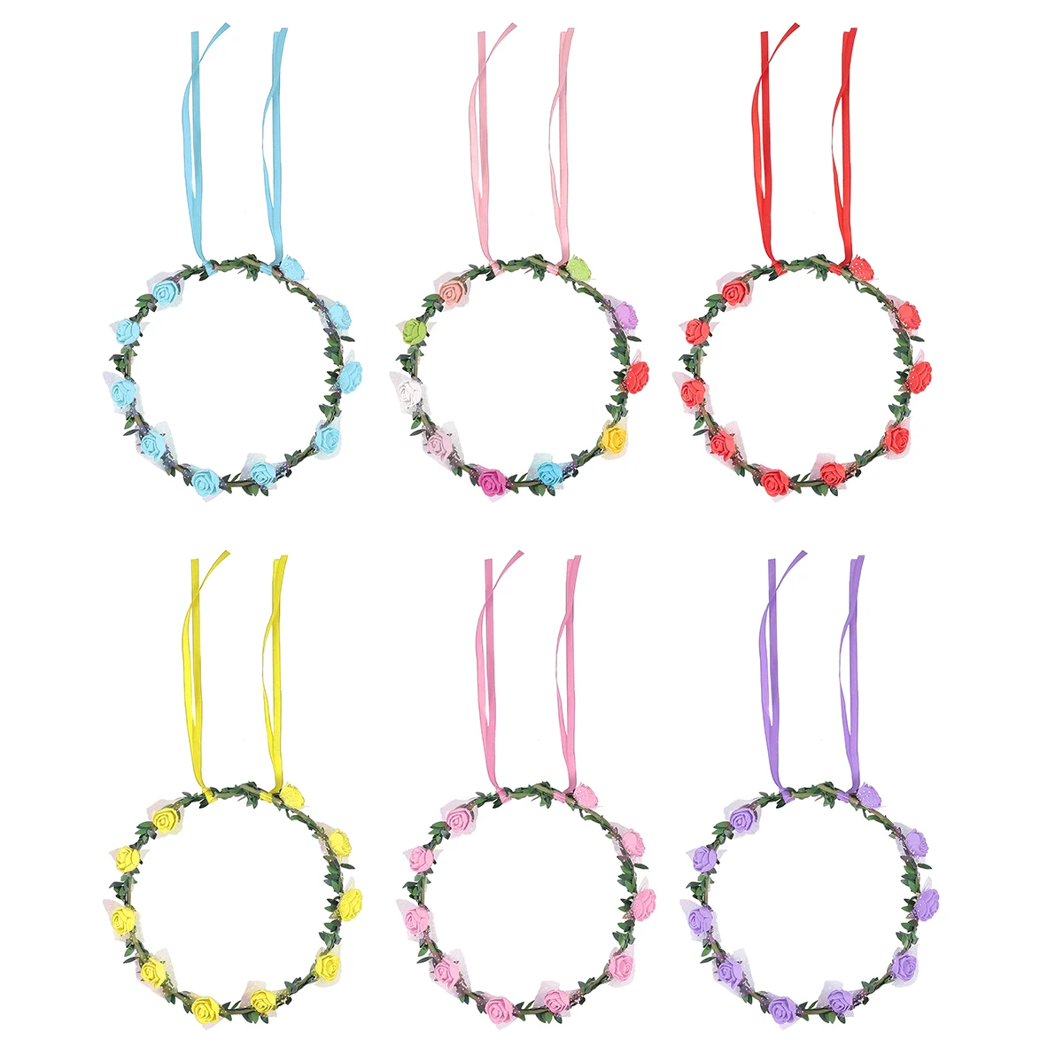 

6Pcs LED Flower Headband Luminous Floral Crown Stylish Headdress for Girls Wedding Festival LED Flower Wreath