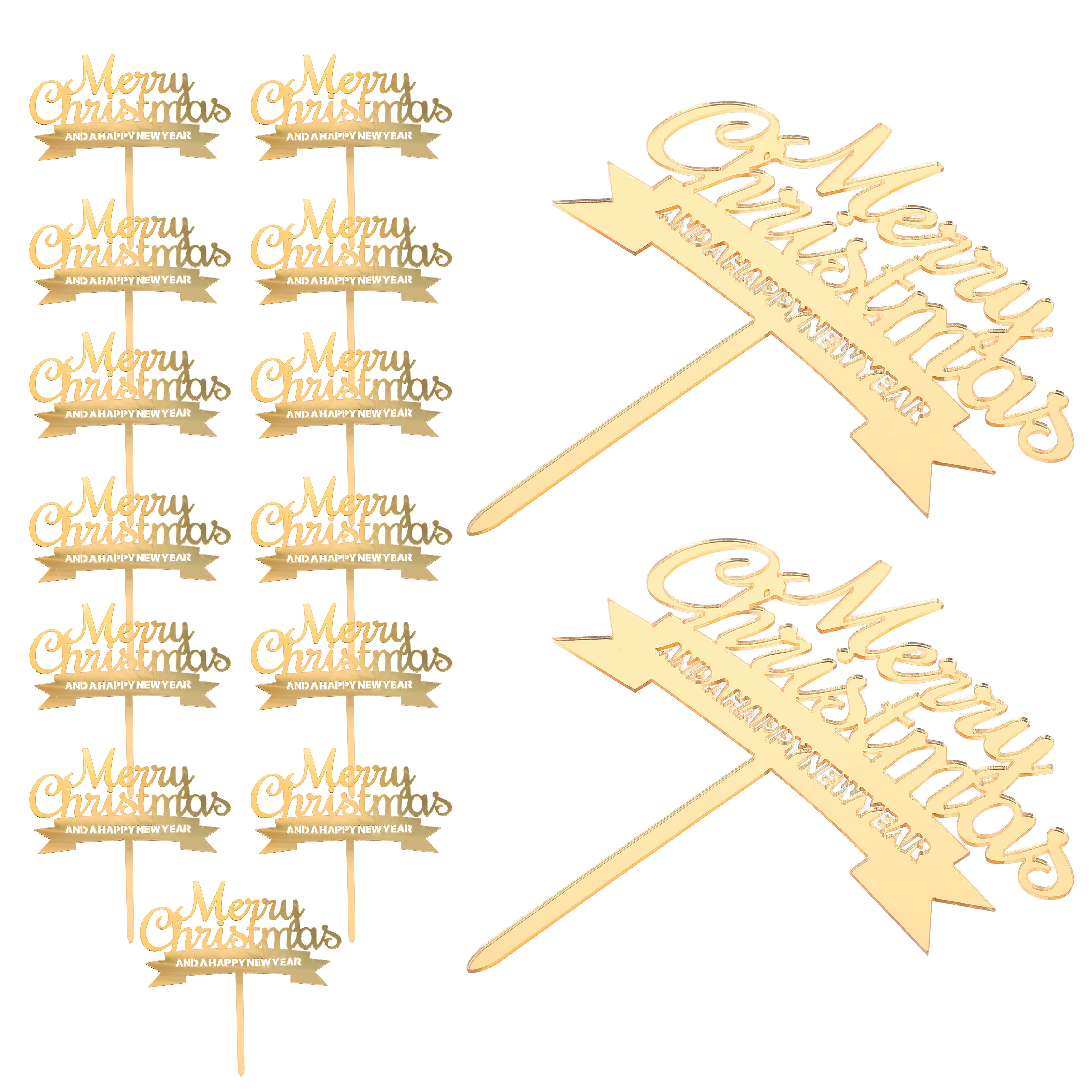 

15 Pcs Christmas Cake Decoration Acrylic Element Supplies Dessert Celebration Topper Centerpiece