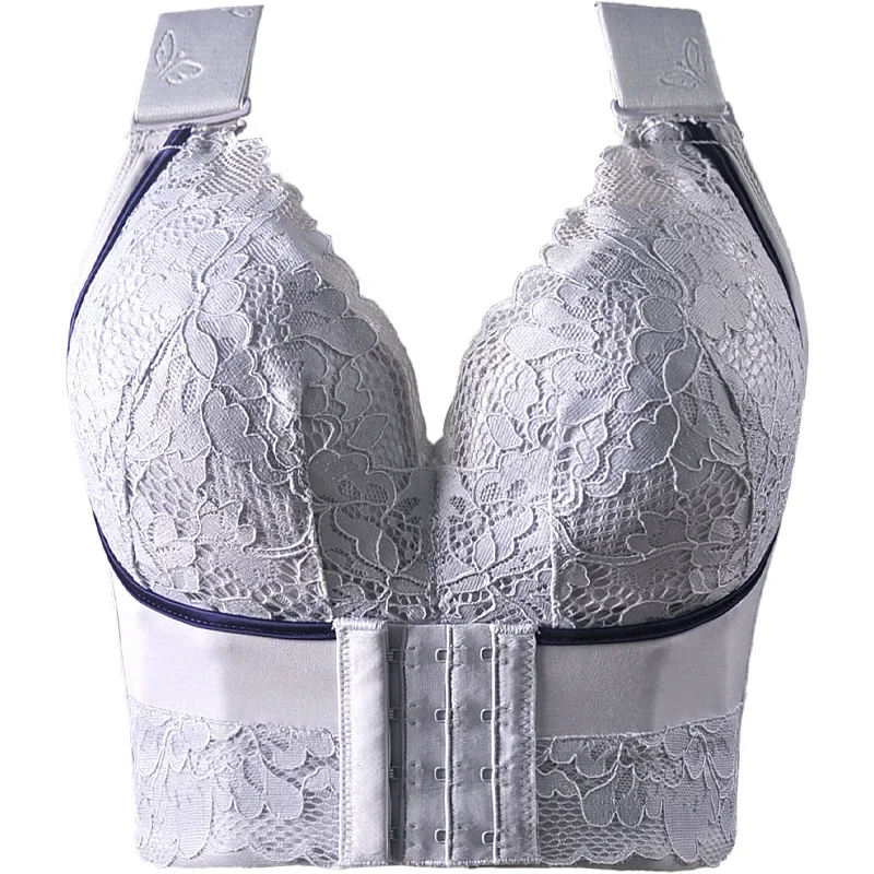 Sutiã bordado de renda para mulheres, sutiãs plus size, lingerie push up underwire, roupa interior sexy, sem fio