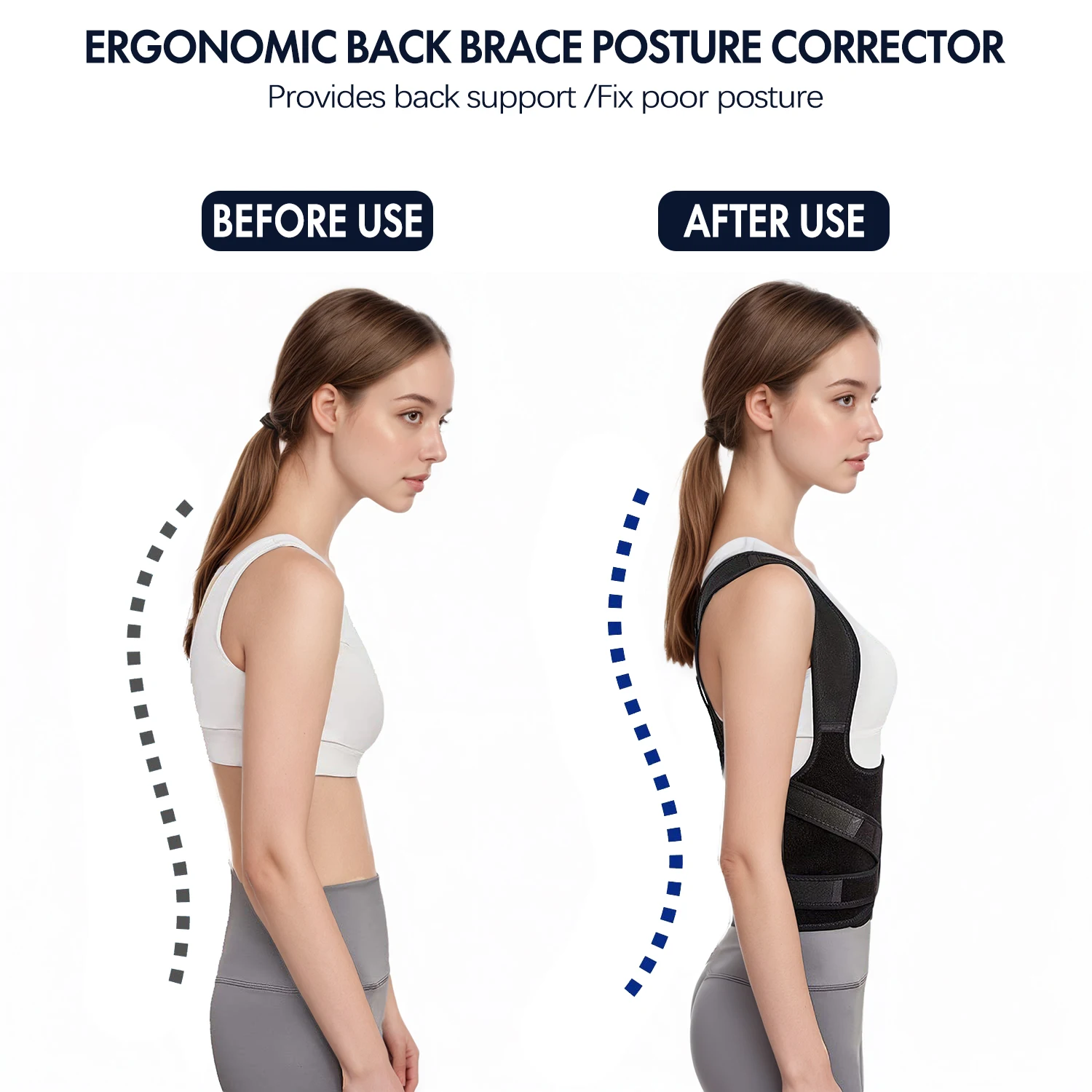Rückenbandage, Haltungskorrektur für Damen und Herren, Schulterglätter, verstellbare volle Rückenstütze