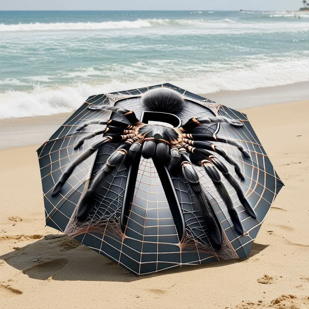 Spider Web Design Umbrella - Striking Arachnid Style Compact Fashion Folding Umbrella for Daily Use, Christmas Gift