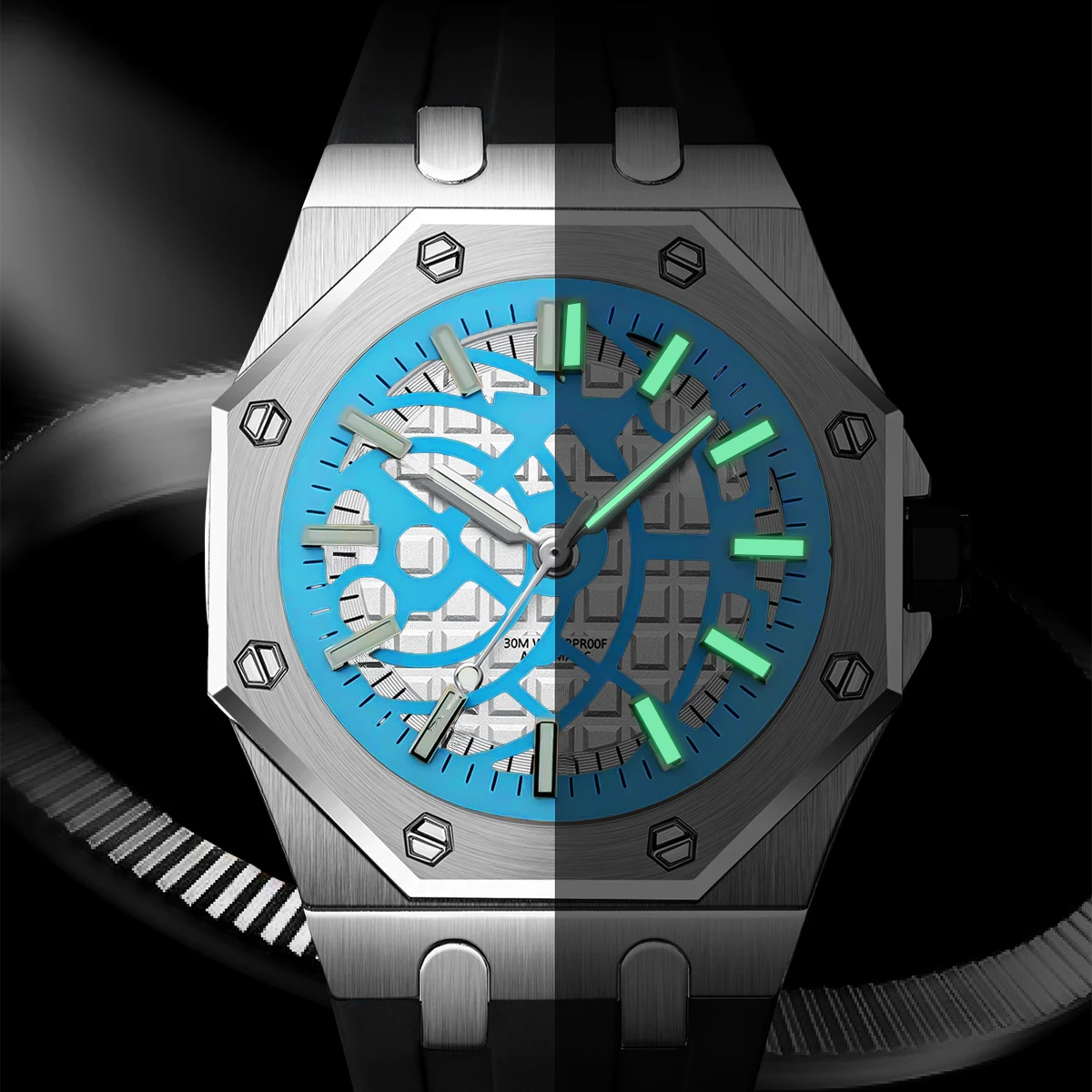 قرص ساعة مجوف 28.5 ملم أسود أزرق أخضر قرص أبيض أخضر مضيء مناسب لساعة حركة NH70 أجزاء إكسسوارات الرجال