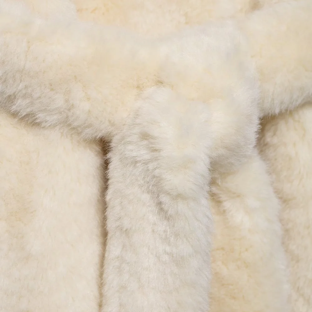 Jaqueta solta de pele feminina com lapela bolso de manga comprida e cinto outono e inverno nova jaqueta quente