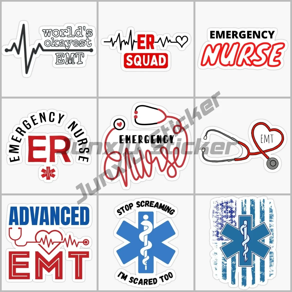 

Star of Life Red Cross EMT Emergency Medical Technician Sticker Vinyl Self Adhesive Waterproof Sun Protection Decal